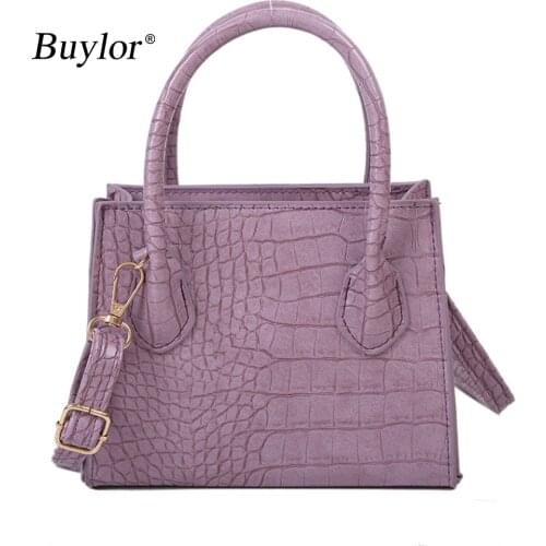 Buylor Fashion Crossbody Bags for Women Crocodile Pattern Small Solid Color Handbag Classical Lady PU Leather Shoulder Bag