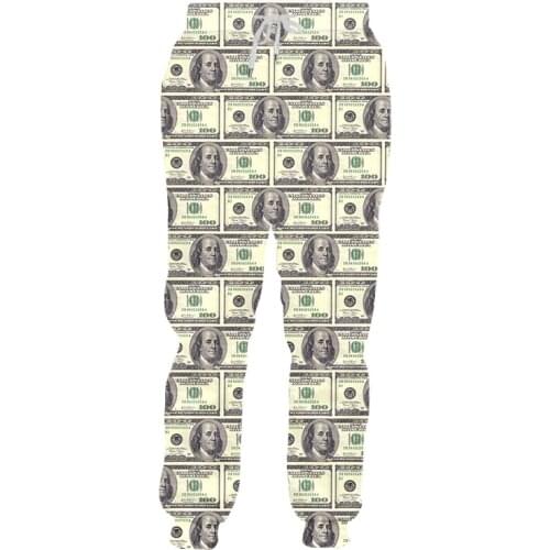 IFPD Dollar Hip Hop Fashion 3D Print Money Sweatpants Funny Cool Men Casual Harajuku Plus Size Jogger Pants Wholesale