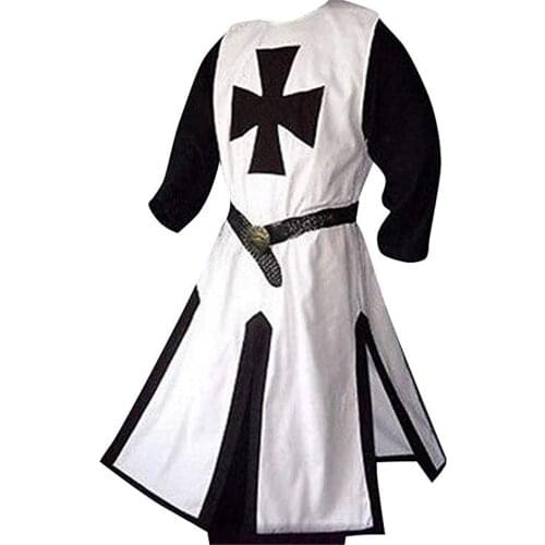 Xxxxl xxxl Medieval Warriors Knight Templar Crusader Costume Adult Men Gown Shirt Top Cross Tabard Surcoat Tunic Clothes Belted