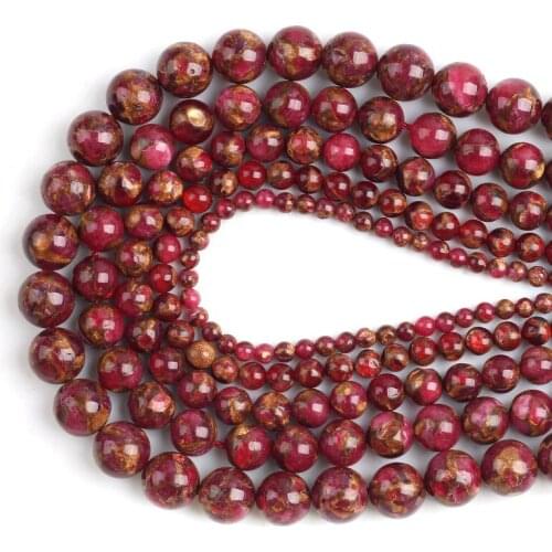 Red Cloisonne Round Stone Beads Natural Spacer Beads 15''4/6/8/10/12mm For Jewelry Making DIY Bracelet Ear Studs Accessories
