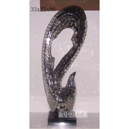 Stainless steel creative furnishings accessories hall entrance lobby ornaments modern abstract sculpture wafer fashion