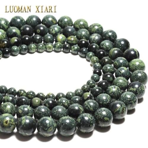 Wholesale Top Quality Natural Green Sparrow Round Stone Beads For Jewelry Making DIY Bracelet 4/6/8/10/ 12 mm Strand 16