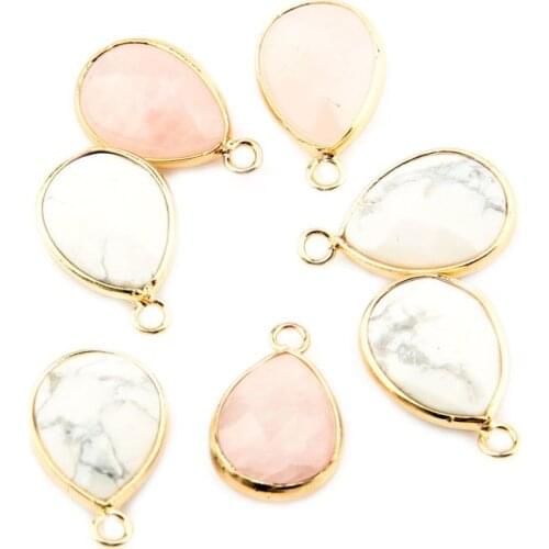 Natural Stone Pendant Drop-shaped Rose Quartzs Pendant Necklace For DIY Jewelry Best Birthday Gift Size 20x14mm