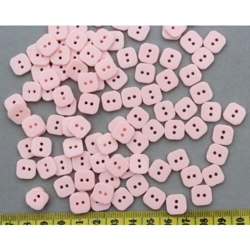 Set of 500pcs - Pale Pink Resin Square 2 holes Children Candy Buttons 11mm-LK0036