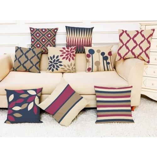 New Design Cushion Cover Red Blue striped Geometric Throw Pillowcase 45x45cm Color Decoration Office Car Seat coussin de salon