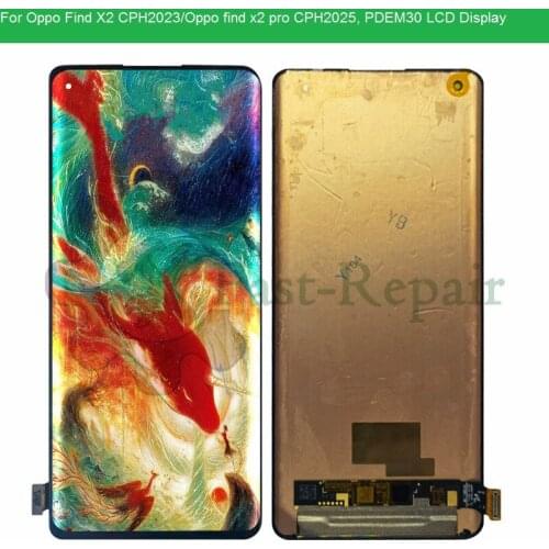 Original AMOLED For OPPO Find X2 CPH2023 LCD Display Screen +Touch Panel Screen Digitizer For OPPO X2pro CPH2025 LCD Find X2 Pro