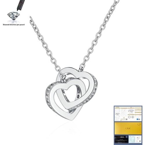 0.48ct D Round 18K White Gold Plated 925 Silver Moissanite Necklace Diamond Test Passed Jewelry Girlfriend Gift