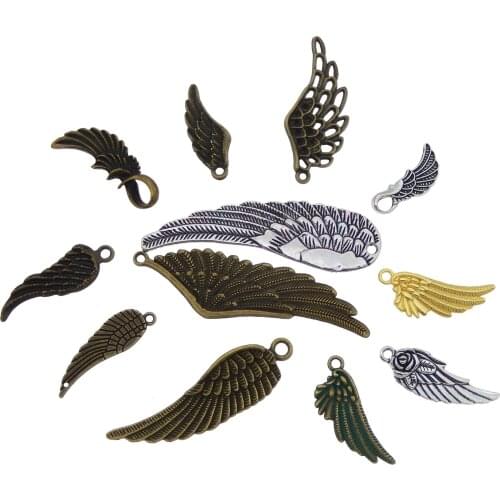 Floating Locket Mix Large Angel Wings 20pcs/pack Stylish Mini Charms Antique Vintage Pendants For Jewelry Making