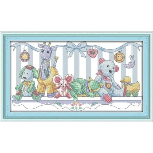 Plush toys cross stitch kit aida 14ct 11ct count printed canvas stitches embroidery DIY handmade needlework