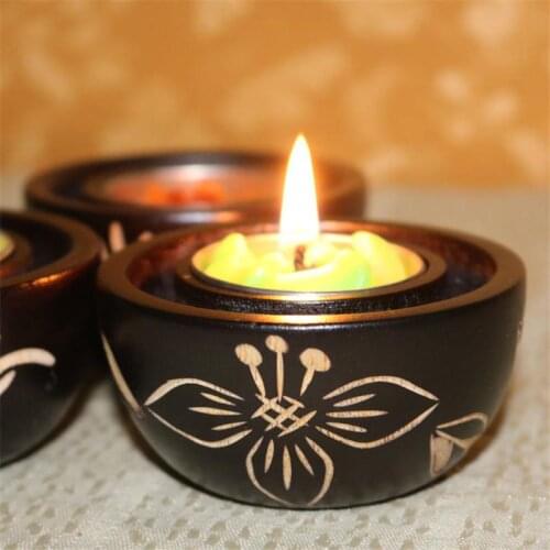 Thailand Mango Wood Candle Holder Creative Handmade Solid Wood Products Southeast Asia Retro Gome Accessories Prayer Religious