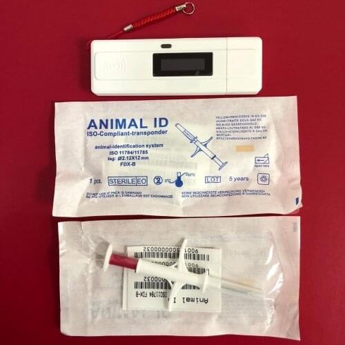 Portable ISO FDX-B Pet Microchip Scanner Animal RFID Chip Reader 134.2KHz Handheld Reader+20pc 2*12mm FDX rfid microchip syringe