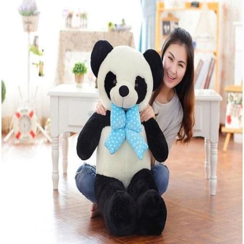 SALE high quality 80cm plush toy doll cute big eyes panda tie panda girls Childrens Day birthday gift perfect gift for child