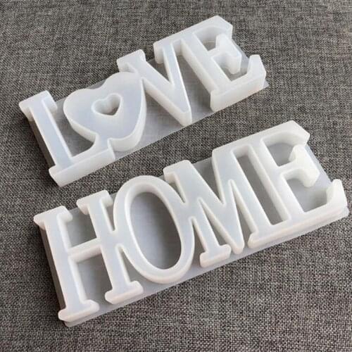 DIY LOVE & HOME & FAMILY Sign Crystal Epoxy Mold Handmade Pendant Crafts Letters Shape High Mirror Mould Jewelry Accessories