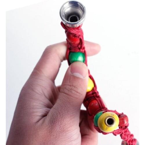 Hand-beaded Smok Pipe Rope Portable Metal Pipes Smoking Pipe Tobacco Pipes Grinder Gifts Smoke Narguile