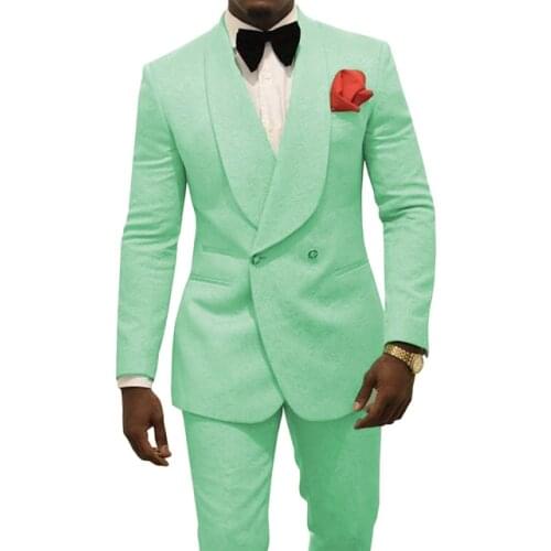Latest Mint Double-Breasted Groomsmen Peak Lapel Groom Tuxedos Men Suits Wedding/Prom/Dinner Best Blazer(Jacket+Pants+Tie) 306