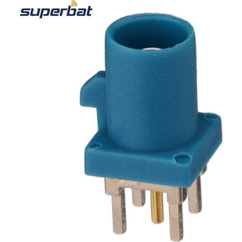 Superbat 10pcs Fakra Connector Plug Straight PCB Mount Waterblue /5021 Neutral Coding