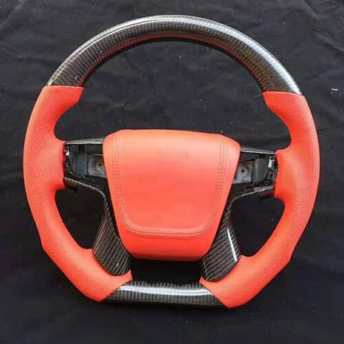 OEM Cuatomized Trim Real Carbon Fiber Sports Steering Wheel Alcantara Leather compatible for Toyota Crown 2010-2018