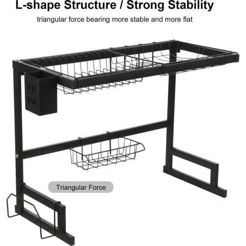 Over the Sink Dish Rack Stainless Steel Dish Drainer Drying Dryer Rack Holder Draining Board Kitchen Storage Shelf Organizer