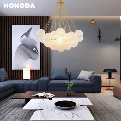 Nordic LED Chandeliers Lighting Modern Ball Glass Metal Gold Black Pendant Hanging Lamps Bedroom Living Room Lights Fixture
