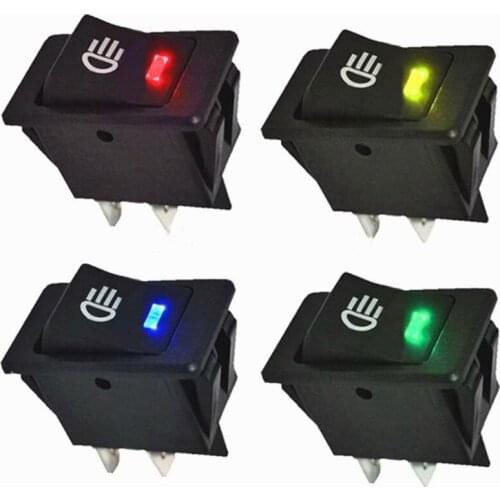 Fog Light Switch 4 Pin Waterproof Yellow Green Blue for Car Truck Boat Dash Dashboard Fog Light 12V 35A Toggle Rocker Switch