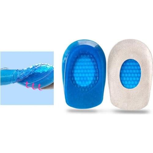 1Pair Heel Insoles Shock Absorption Wraparound Protection Rubber Shoe Inserts for Plantar Support