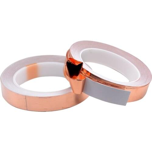 1PC 20M Single Side Conductive Copper Foil Tape Strip Adhesive EMI Shielding Heat Resist Tape Width 4 5 6 8 10 12 15 20 MM