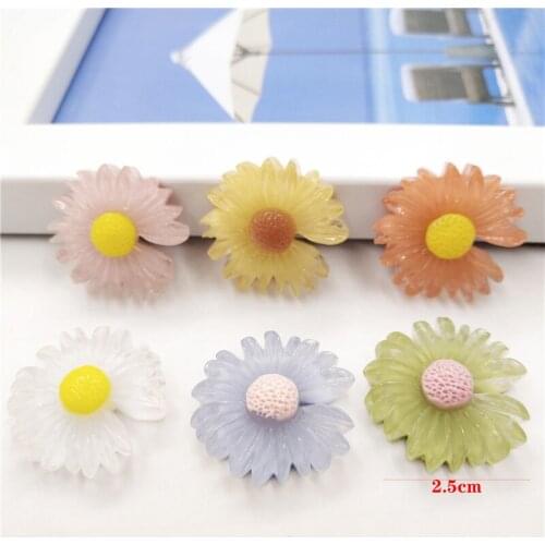 30pcs/lot 2.5cm crystal sun flower patches appliques for headwear decoration handmade hair clip accessories