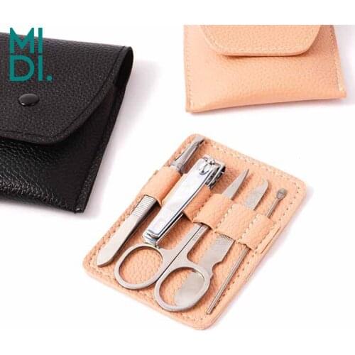 5 pcs Nail Clippers Set Stainless Steel Nail Cutter Ear Spoon Portable Travel Household Nail Clipper Manicure Pedicure Tool Set