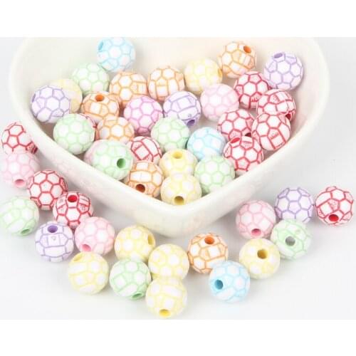 50Pcs Acrylic Football Round Loose Spacer Beads for Jewelry Making For Needlework Beads DIY Bracelet & Necklaces 10 MM