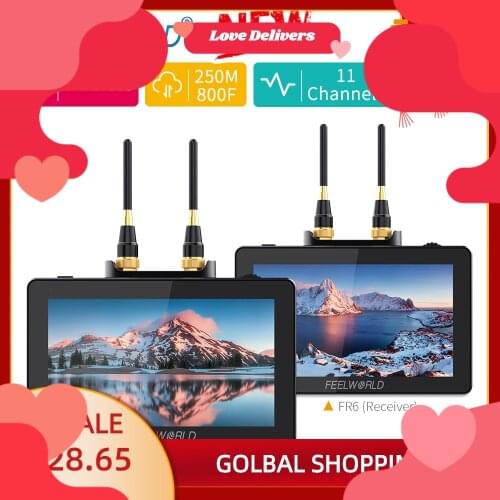 FEELWORLD FR6 FT6 5.5 Inch Wireless Video Transmitter Receiver Monitor DSLR Director AC DP 800ft Long Range 0.07S Low Latency
