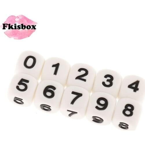 Fkisbox 20PCS Baby Silicone Teething Beads Arabic Numeralsbpa Free Food Grade Silicone Teethers Beads For Necklaces Set