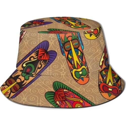 CINESSD 2020 New Fishermans Hat Fashion Bob Cap Tribal African Mask Ethnic Hip Hop Gorros Panama Windproof outdoor Bucket Hat