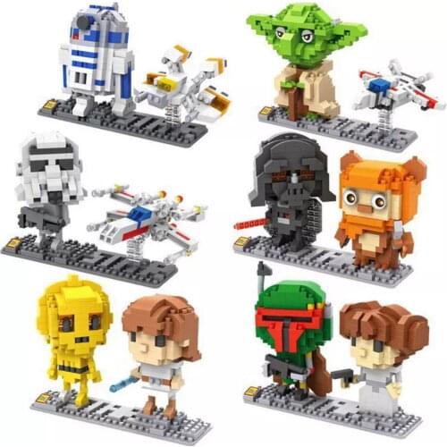 Disney star war nanobrick figure micro diamond block starwar Stormtrooper r2-d2 robot Darth Vader Boba Fett yoda build brick toy