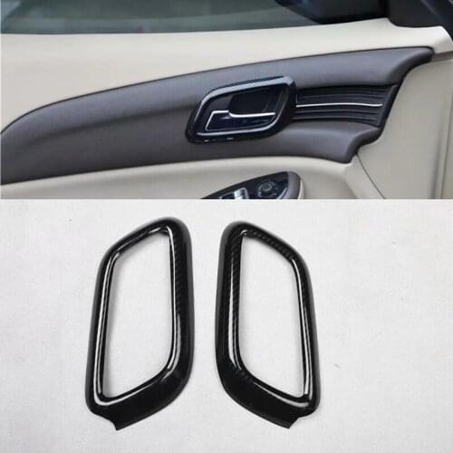 For Chevrolet Malibu 2012-2014 2PC Carbon Fiber ABS Car Side Door Interior Handle Bowl Protector Cover Trim Moldings Car Styling