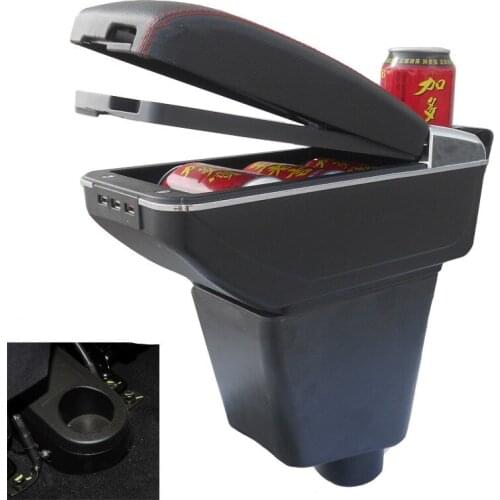 For Renault Captur Kaptur QM3 2013-2017 Dual Layer USB Armrest Arm Rest Center Console Tray Storage Box Cup Holder 2014 2015