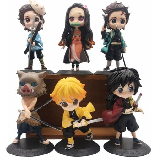 16cm Anime Demon Slayer Figure Tanjiro Zenitsu Nezuko Shinobu Tomioka Inosuke Action Figures PVC Model Toys Car Home Decoration