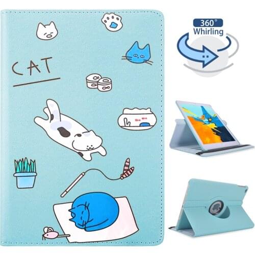 For iPad Mini 1 2 3 Cute Cats 360° Rotating Leather Stand Case Tablet Covers Protective For 2020 iPad Pro 11 Case 12.9 Pro 2020