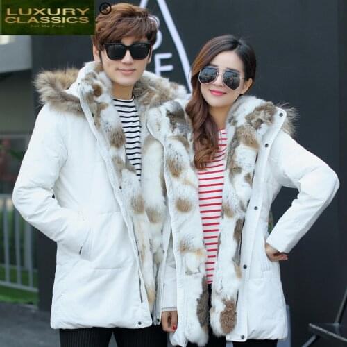 Jacket Fahsion Mens Down Women Clothes 2021 Thick Warm Duck Down Coat Rex Rabbit Raccoon Fur Hooded Down Parka Hiver 828