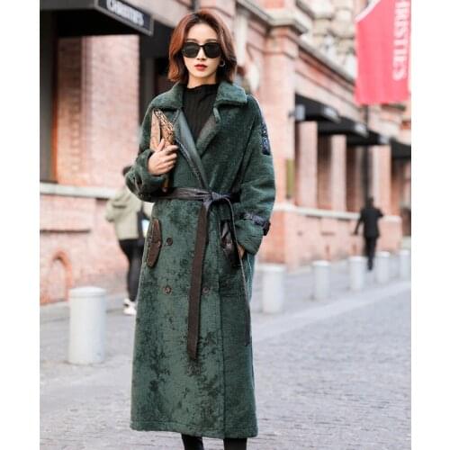 Real Fur Coat Women Winter Long Sheep Shearling Genuine Leather Jacket Manteau Femme Hiver 2020 E19-C17 KJ3863