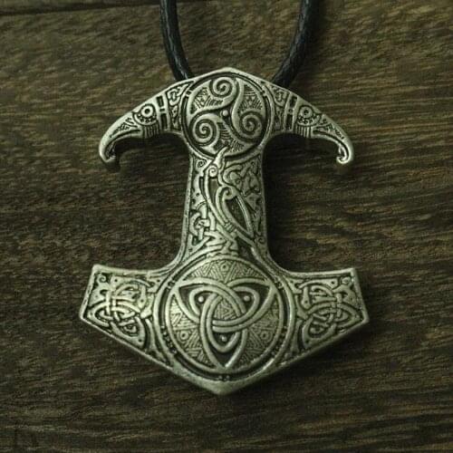 Lanseis 10pcs viking raven pendant Nordic Pagan men necklace Ravens Mjolnir hammer jewelry