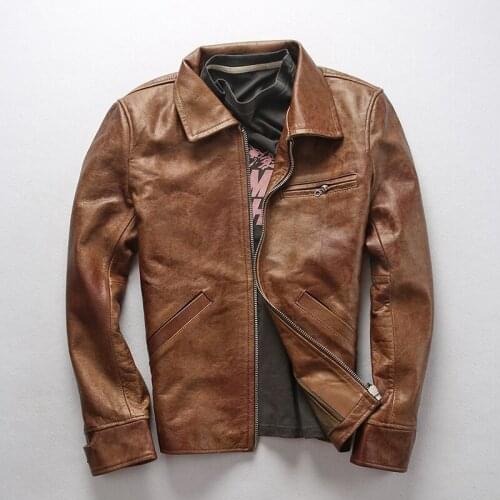 Mens Brand Cow Autumn Winter Genuine Leather Casual Business Zipper Jacket Motorcycle Biker Warm Thick Coat