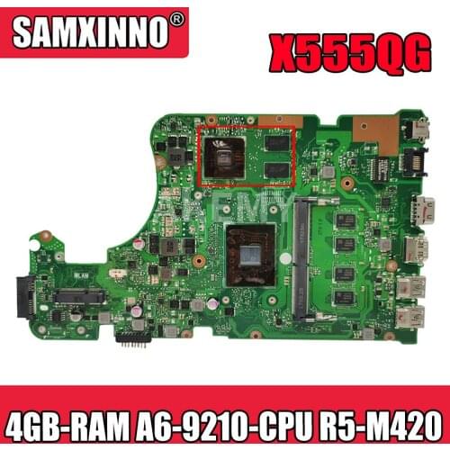 NEW AKEMY X555QG Laptop Motherboard for ASUS X555Q X555B X555BP K555B A555B K555Q original Mainboard 4GB-RAM A6-9210-CPU R5-M420