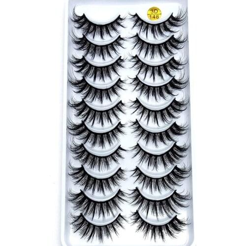2019 NEW 10 pairs 100% Real Mink Eyelashes 3D Natural False Eyelashes Mink Lashes Soft Eyelash Extension Makeup Kit Cilios