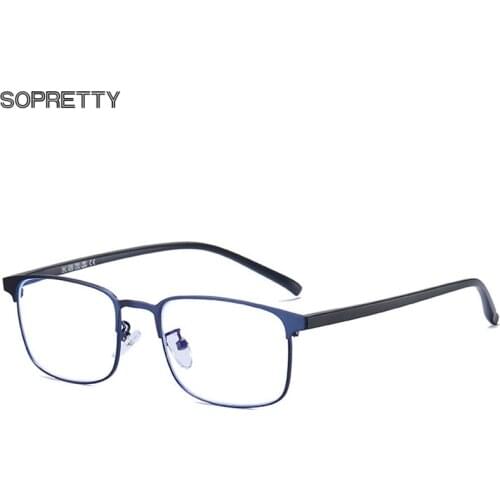 2020 New Square Anti-blue Light Glasses, Metal + TR Frame for Prescription Myopia Glasses Frames HA9019