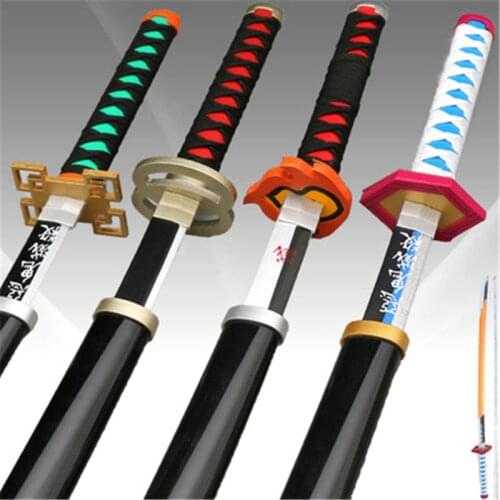 Cosplay Kimetsu no Yaiba Sword Weapon Demon Slayer Agatsuma Zenitsu Satoman Tanjiro Sword 1:1 Anime Ninja Knife Wood Prop104cm