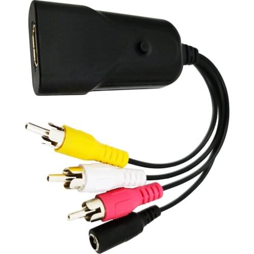 HD to RCA 1080P HD to AV 3RCA CVBs Composite Video Audio Converter Adapter Supporting PAL/NTSC with DC Charge Cable