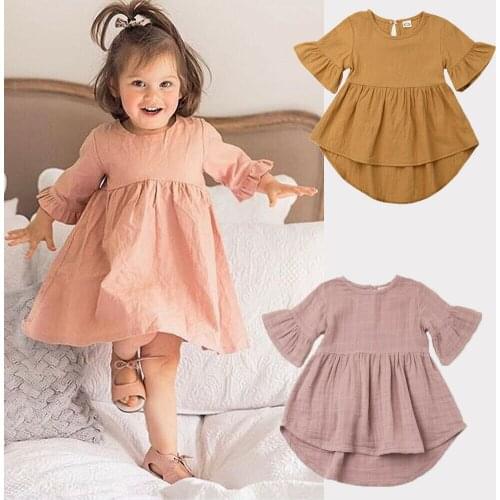 Casual Toddler Baby Infant Girl Dress Infant Girl Clothes Clothing Dresses Cute Flared Sleeve Summer Dress