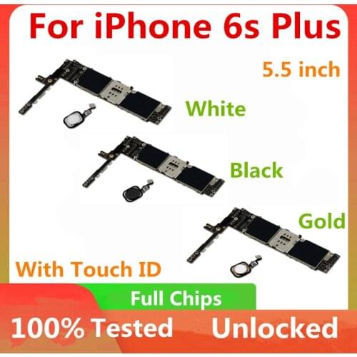 Free iCloud Unlocked For iPhone 6S Plus Motherboard Logic Board With/No Touch IDOriginal IOS Update Support 16GB 64GB 128GB