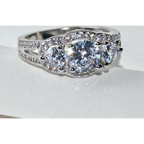 Luxury Female White Bridal Wedding Ring Set Fashion Filled Jewelry Promise CZ Stone Engagement Rings For Women