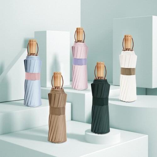 16K Three Folding Umbrella Titanium Color Coating Sunscreen Sunny Rainy Dual-use Women Umbrella Super Strong Windproof Upf50